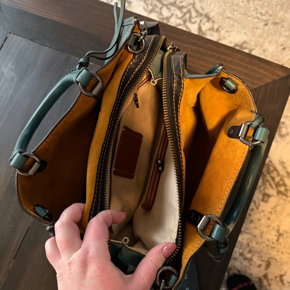 Coach 1941 Rogue 30 With Whipstitch Handle Teal Mixed Leather F58116 - Picture 7 of 15